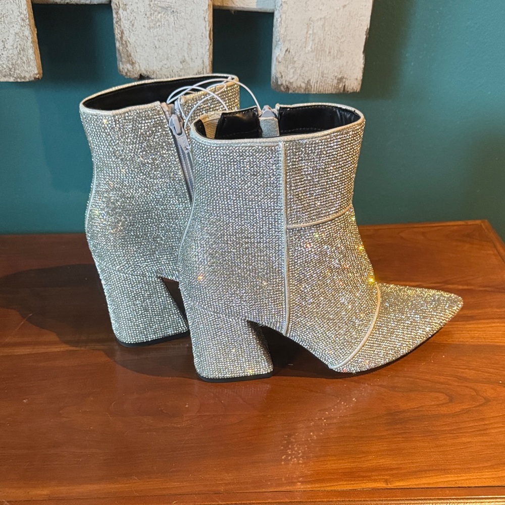 Silver Glitter Ankle Boots